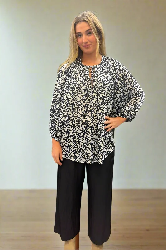 Artisan Blouse in Quill Print Charmeuse F842 7076 by Mela Purdie Romantic Lace Blouse