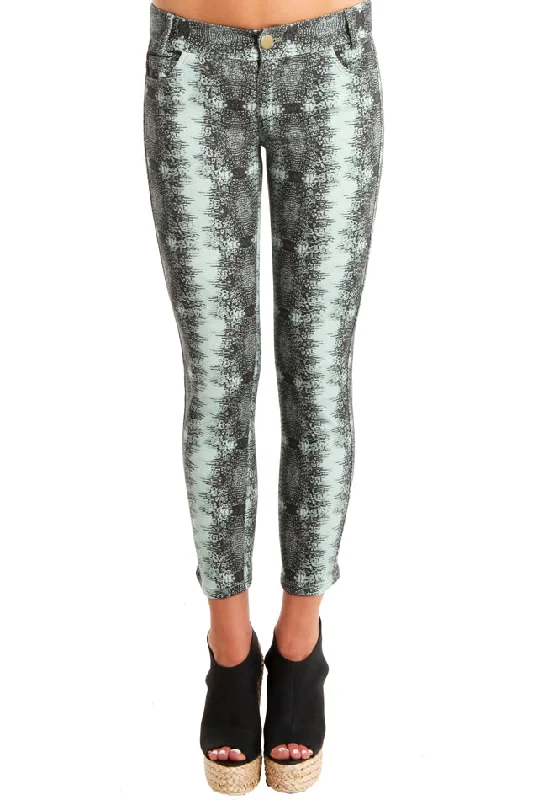Derek Lam 10 Crosby  Lizard-Print Skinny Pants Warm Wool Trousers