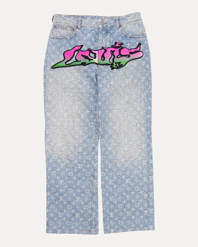 Graffiti Denim Pants Chic Slim Fit Pants