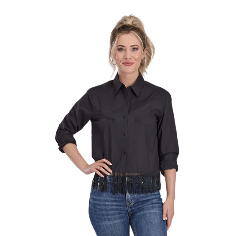 Roper Women's Cotton Cambric Black Blouse Elegant Silk Blouse