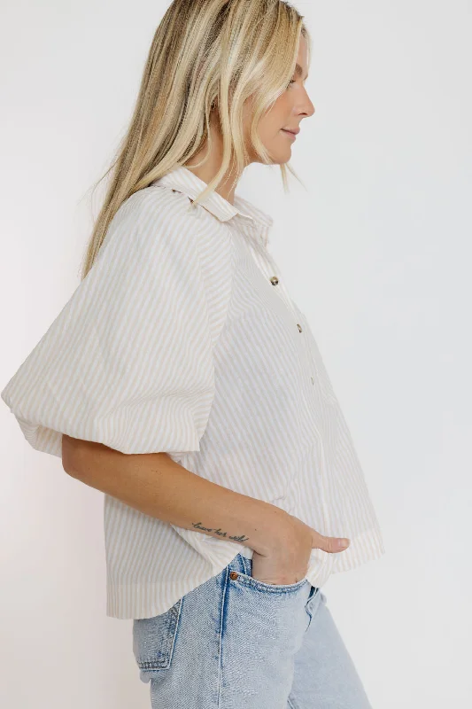 Adrian Blouse in Natural Asymmetric Hem Blouse