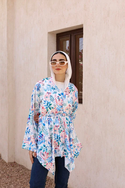 Asymmetrical Floral Blouse Airy Cotton Blouse