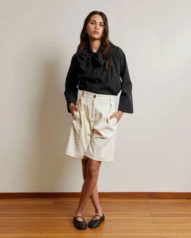 BIANCA BOW BLOUSE / BLACK Wrap Front Blouse