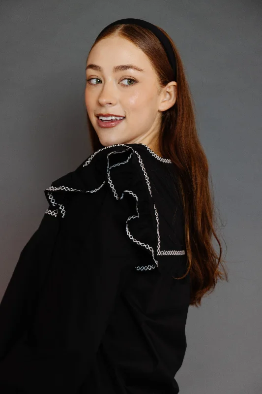 Covington Blouse in Black Lightweight Floral Blouse