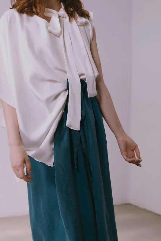 Dina Cupro Blouse Balloon Sleeve Blouse