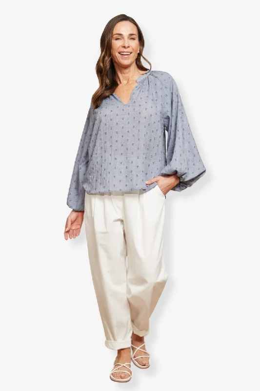 Eb & Ive - Zephyr Blouse - Nevada Textured Cotton Blouse