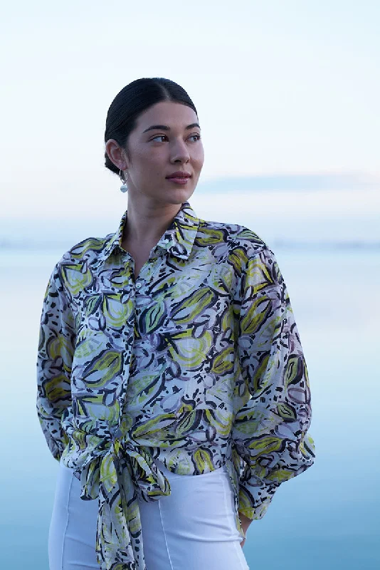 Foil  - Knotto to be Missed Blouse - Tropics Silky Tunic Blouse