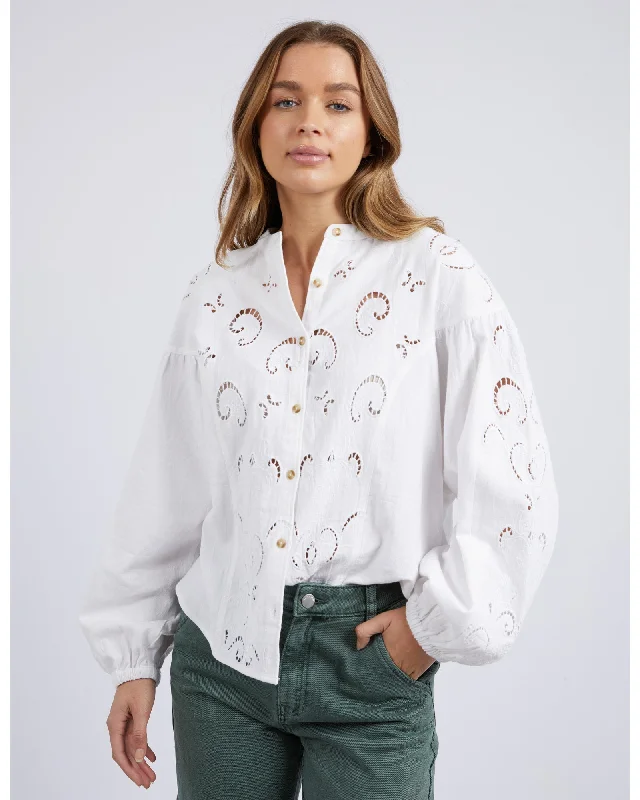 Foxwood - Marlow Blouse - Egret Embellished Collar Blouse