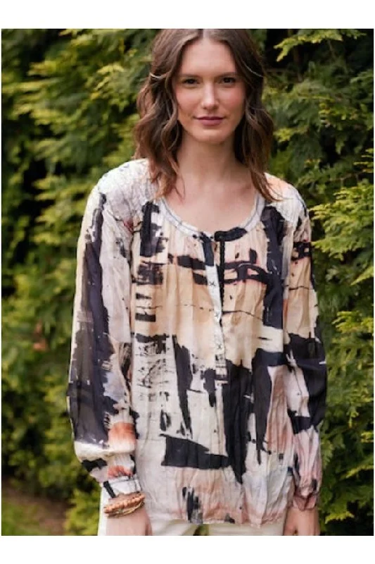 go by Go Silk Go Peasant Printed Blouse T1396 | Sunset Abstract | Clearance Final Sale Chic Wrap Blouse go by Go Silk Go Peasant Printed Blouse T1396 | Sunset Abstract | Clearance Final Sale Chic Wrap Blouse