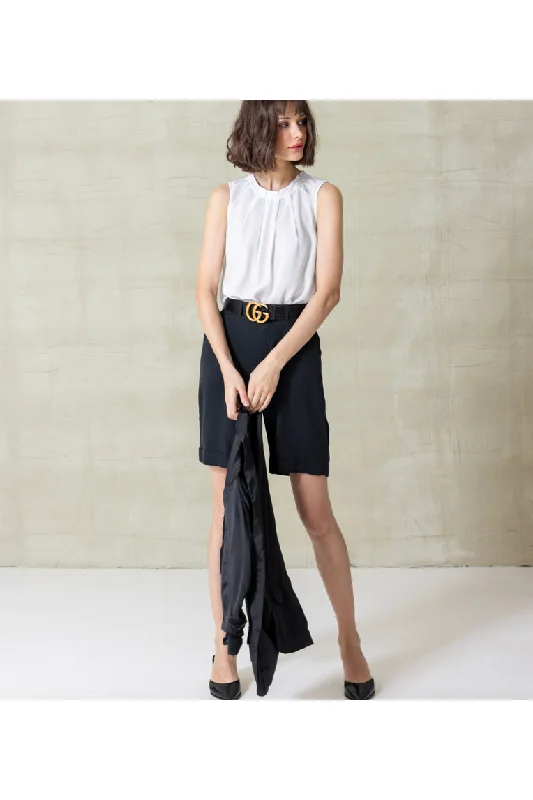 go by Go Silk Go Tuck It Away Blouse T1685 | White Feminine Tie Blouse