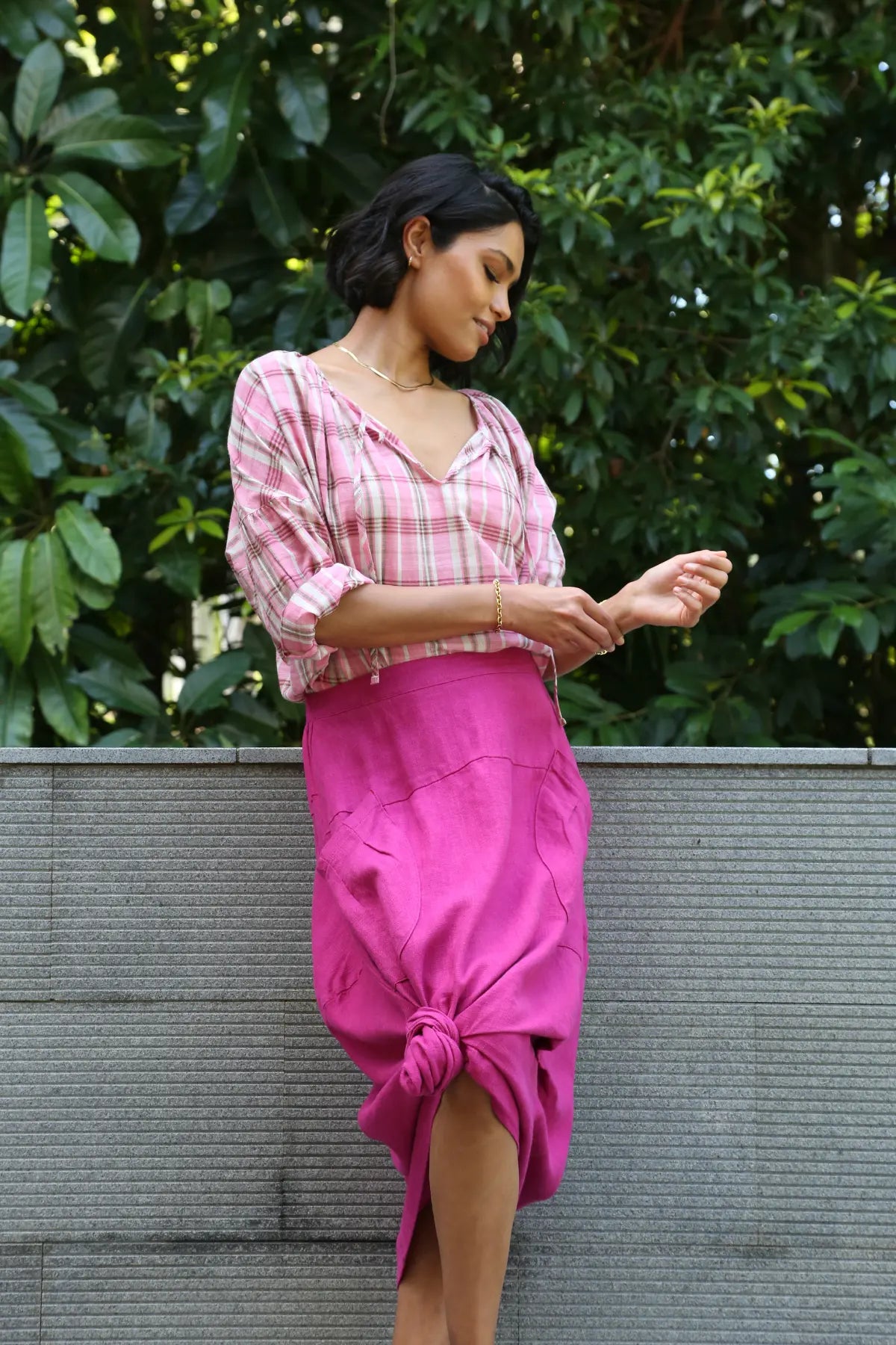 Leila Hamptons Blouse Pink in Cotton Soft Pastel Blouse