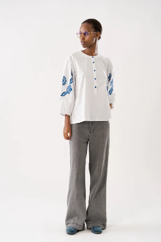 Lollys Laundry  - Faithful Blouse - White Oversized Silk Blouse