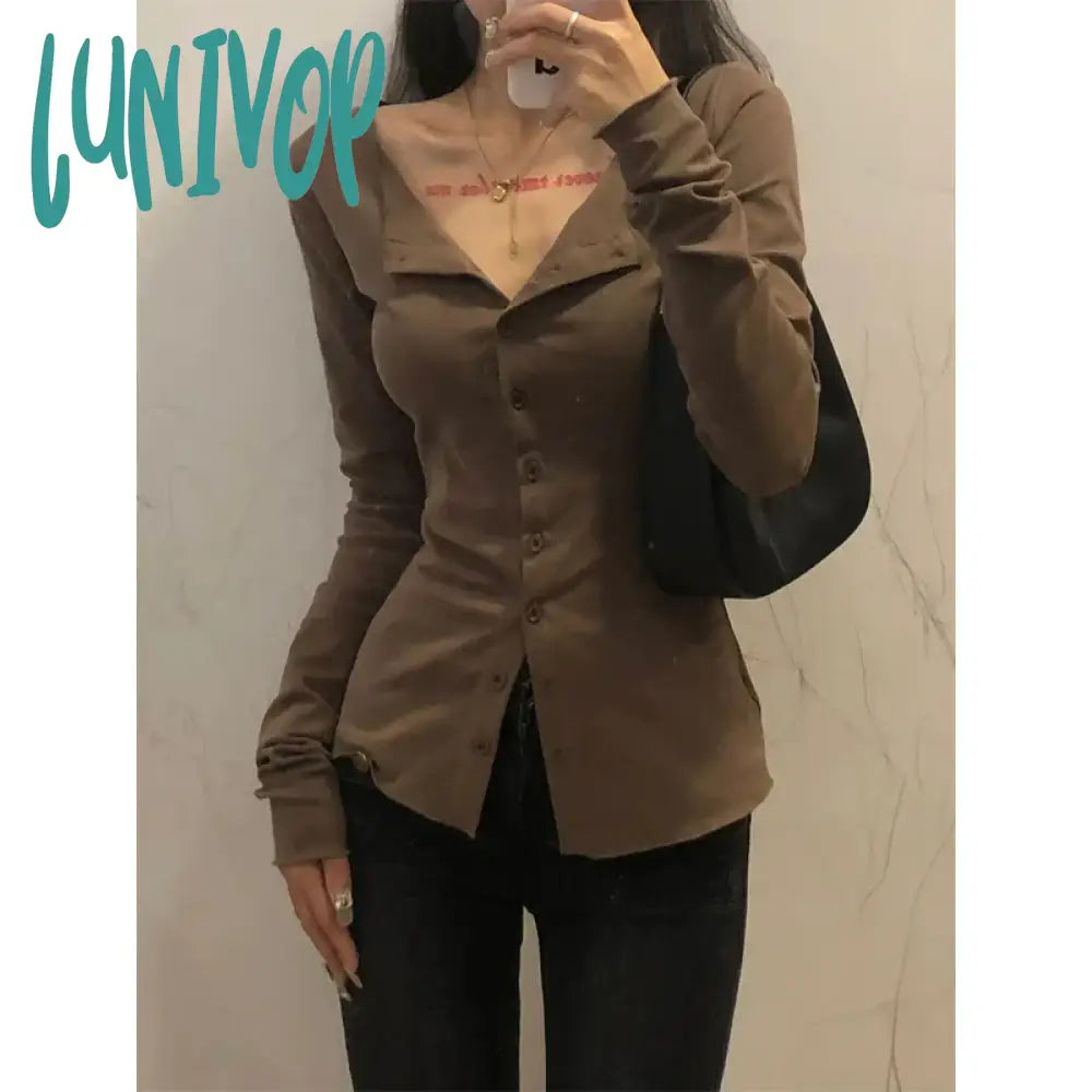 Lunivop Y2K Shirts Women Streetwear Long Sleeve Slim Blouses Korean Harajuku Fashion Solid Chic Casual Bottoming Shirt Tops New Mandarin Collar Blouse Lunivop Y2K Shirts Women Streetwear Long Sleeve Slim Blouses Korean Harajuku Fashion Solid Chic Casual Bottoming Shirt Tops New Mandarin Collar Blouse