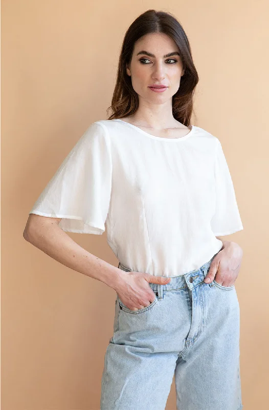 Lys Reversible Blouse White Balloon Sleeve Blouse