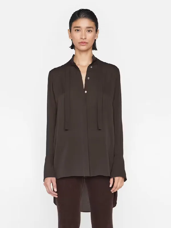Narrow Tie Blouse Subtle Shimmer Blouse