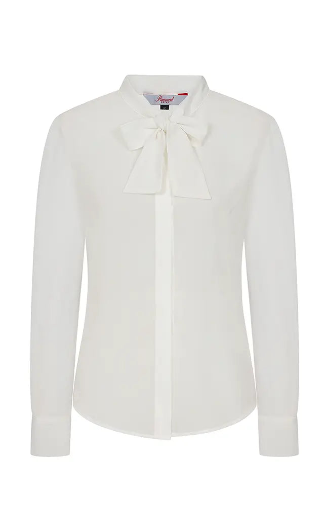 Pussybow Please Blouse | White Sheer Mesh Blouse