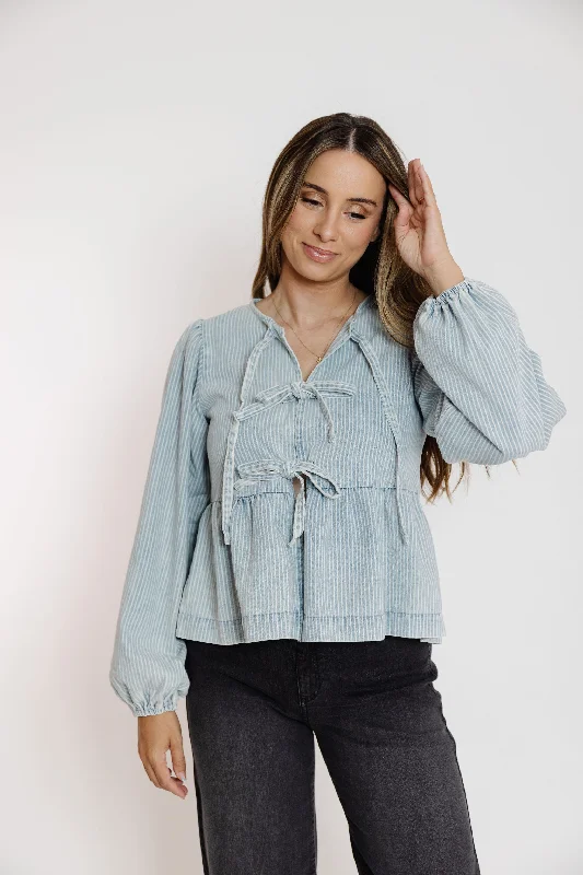 Ramsey Blouse in Denim Stripe Relaxed Fit Blouse