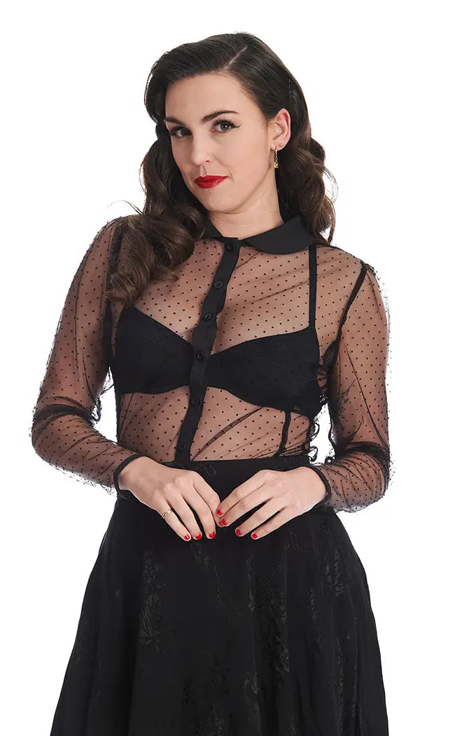 Secret Date Blouse | Black Drape Neck Blouse
