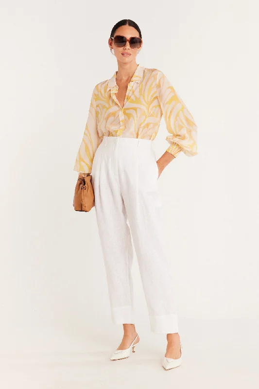 Sunray Blouse - Yellow Embellished Collar Blouse