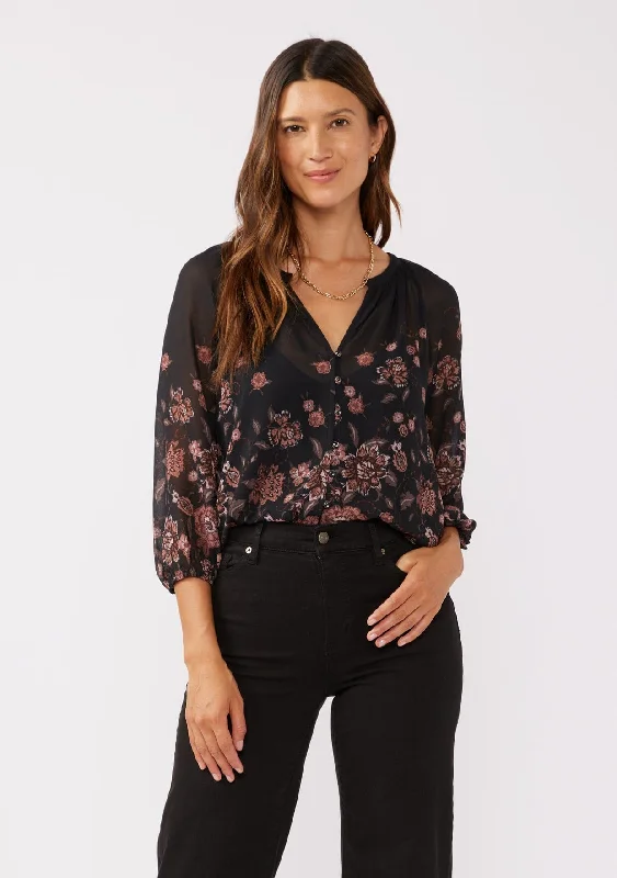 That Moment Floral Chiffon Blouse Flowy Bohemian Blouse