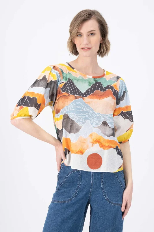 Vista Blouse Orange in Seersucker Stylish Wrap Blouse