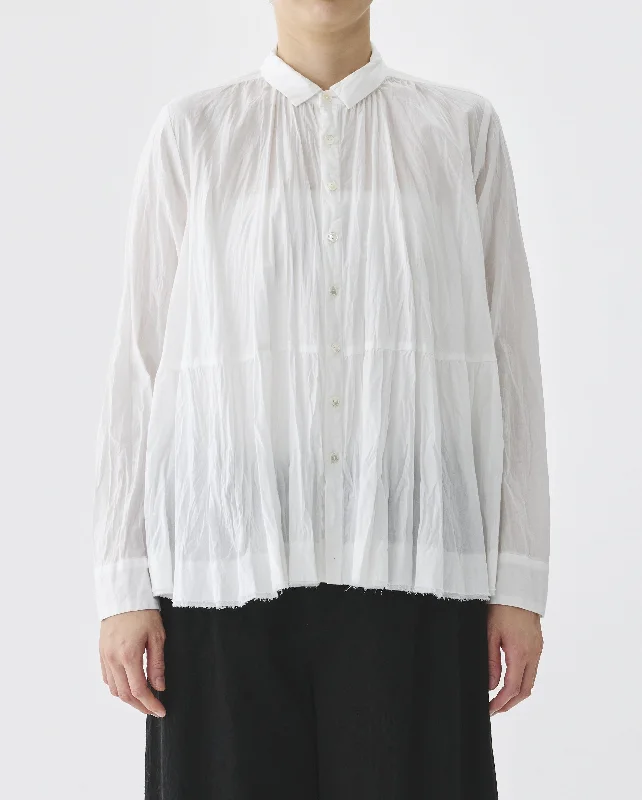WASHED LAWN BLOUSE / OFF WHITE Stretchy Fitted Blouse