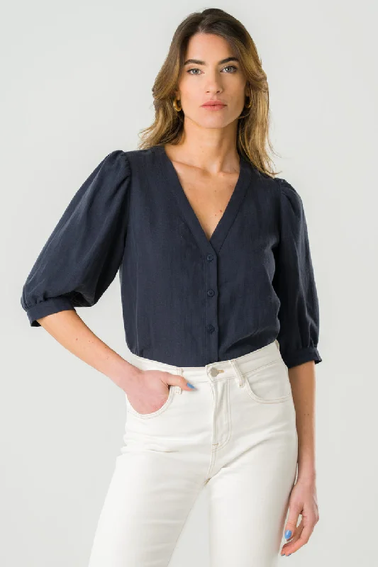 Aster Blouse Marine Vintage Polka Blouse