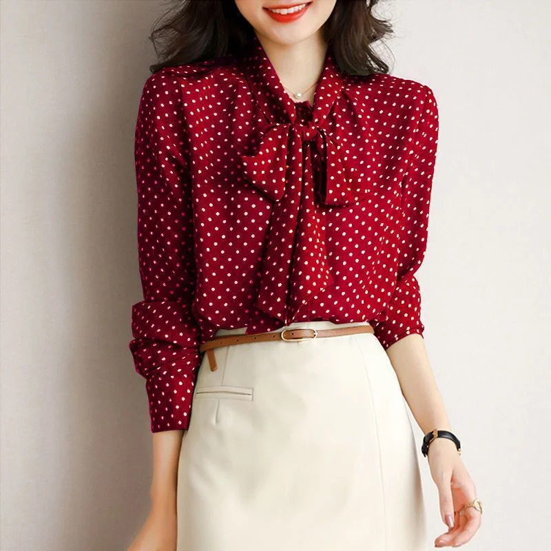 CARINA Design Women's Fashion Stylish Polka Dots Chiffon Blouse Top Office Formal Blouse CARINA Design Women's Fashion Stylish Polka Dots Chiffon Blouse Top Office Formal Blouse