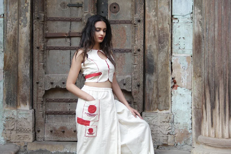 Handloom Sleeveless Blouse Off White Office Formal Blouse
