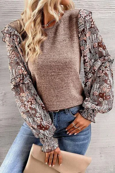 Heathered Floral Frill Blouse Vintage Lace Blouse