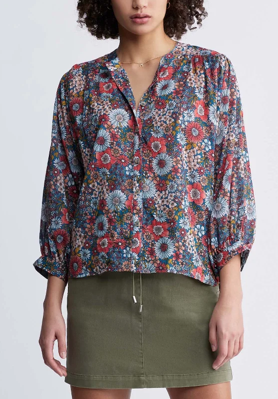 Ishara Women’s Balloon Sleeve Blouse in Floral Print - WT0079P Sleeveless Summer Blouse Ishara Women’s Balloon Sleeve Blouse in Floral Print - WT0079P Sleeveless Summer Blouse