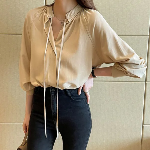Long sleeve Chic Blouse for women Satin Long Blouse