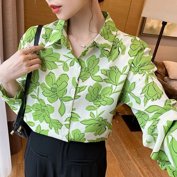 Long sleeve Loose Chiffon Women blouse Office Formal Blouse