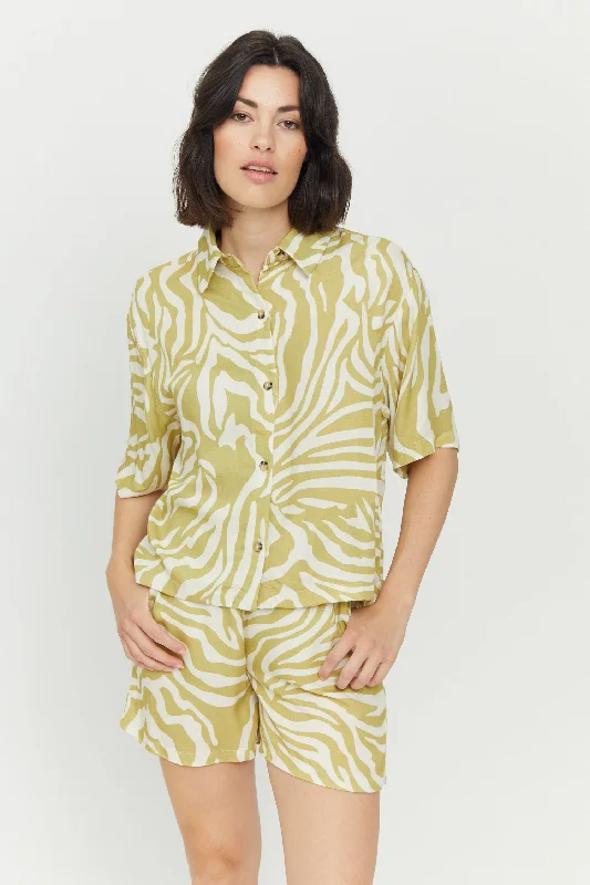 Roja Printed Blouse Celery Green Romantic Lace Blouse