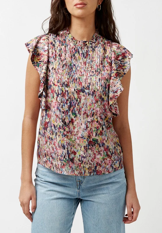 Moira Ruffled Rainbow Blouse - WT0709P Satin Long Blouse