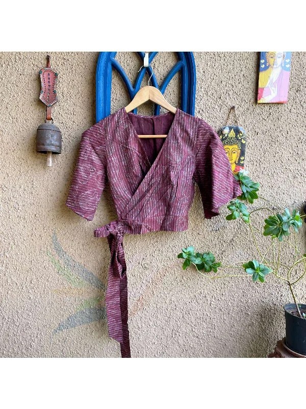 Nude Pink Cotton Blouse Elegant Semi-Sheer Blouse