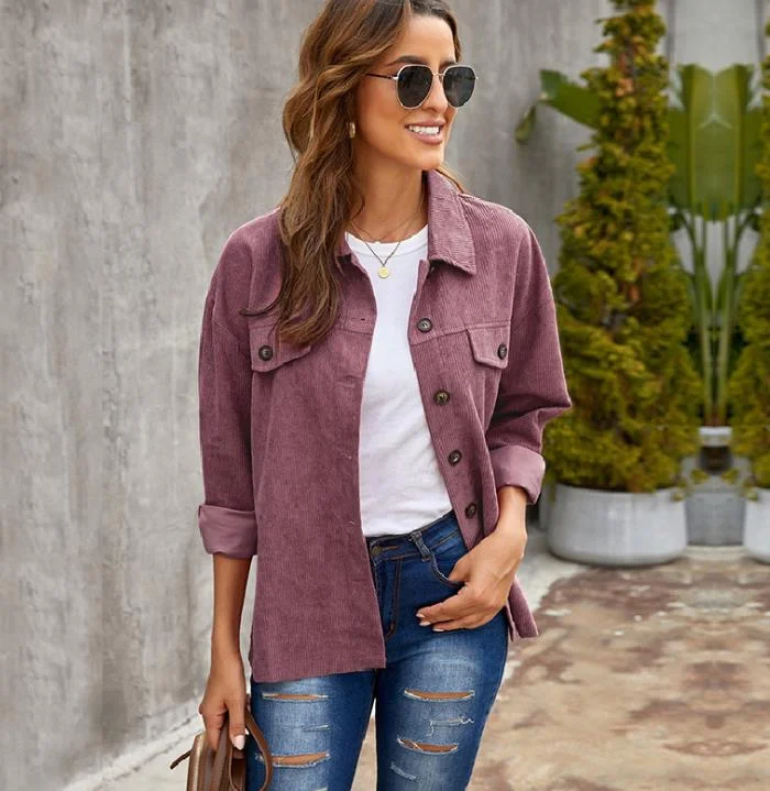 Pure color breasted casual Plaid Blouse for women Office-Ready Blouse
