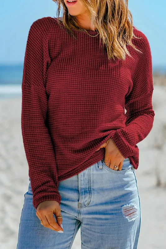 Round Neck Dropped Shoulder Blouse Double-Layered Blouse