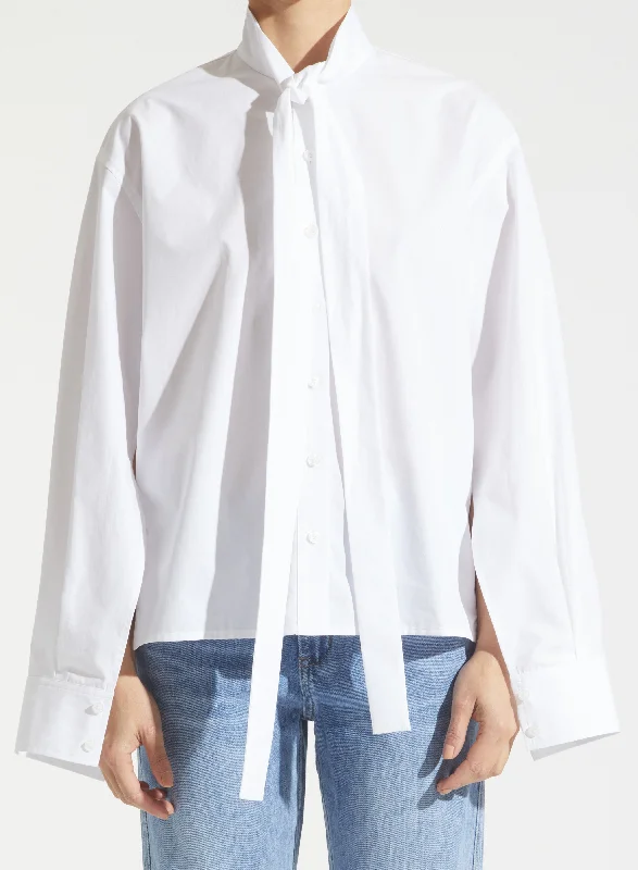 Saint Art New York - Kimberly Bow-Tie Blouse in White Embellished Collar Blouse
