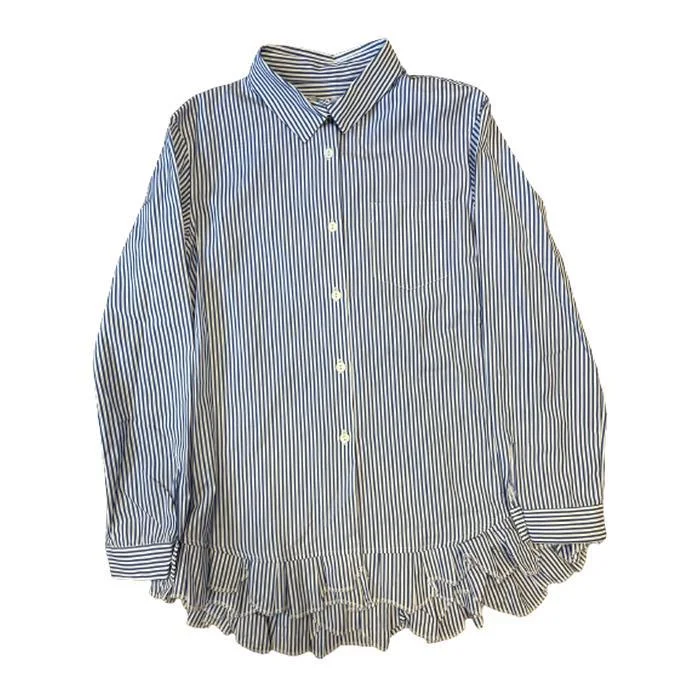 Girls Navy Striped Cotton Blouse Smart Casual Blouse