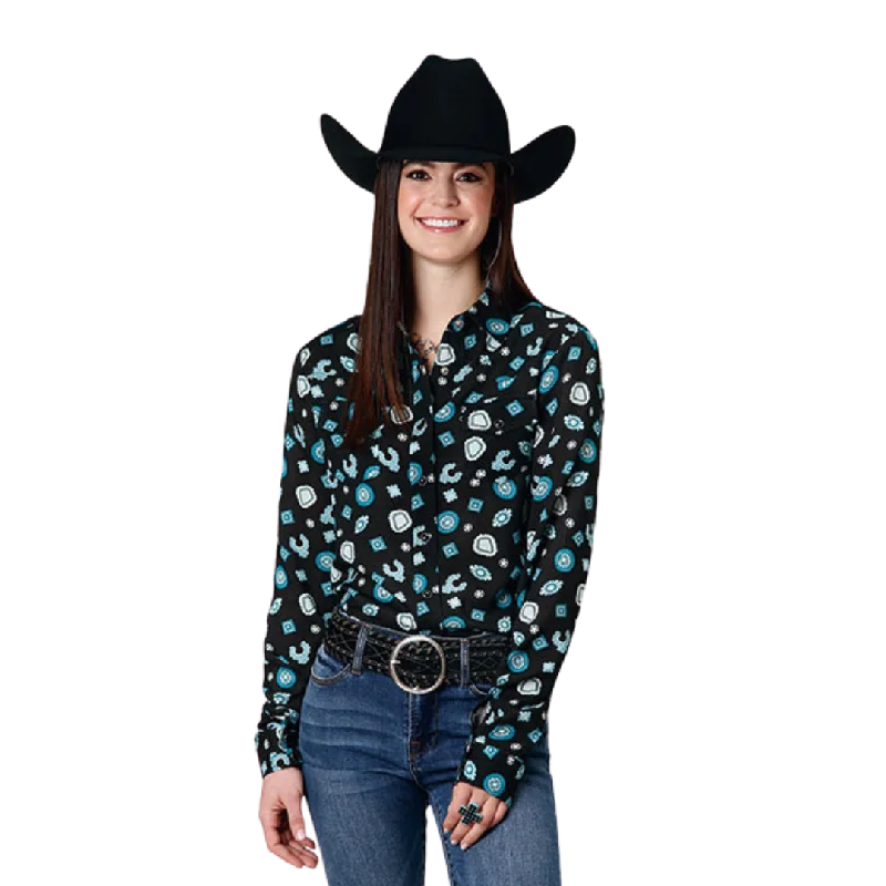 Roper Women's Jewelry Print Rayon Western Blouse Cotton Casual Blouse