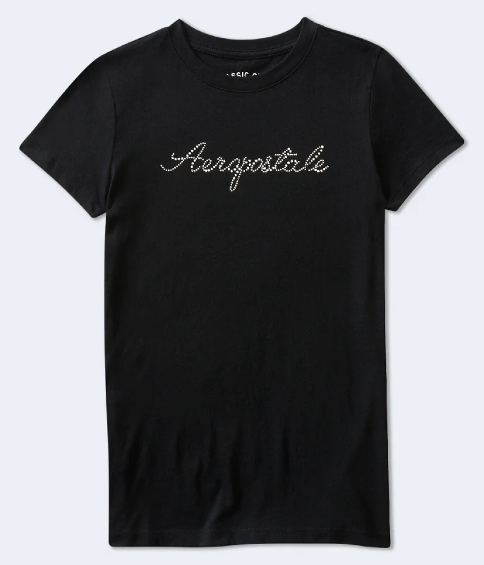 Aeropostale Rhinestone Graphic Tee Fleece Nylon Spandex