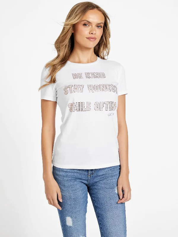 Be Kind Rhinestone Tee Collared Crew Neck Turtle Neck