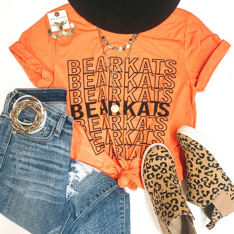 Bearkat Game Day | Bold Bearkats Short Sleeve Graphic Tee in Orange Houndstooth Herringbone Solid