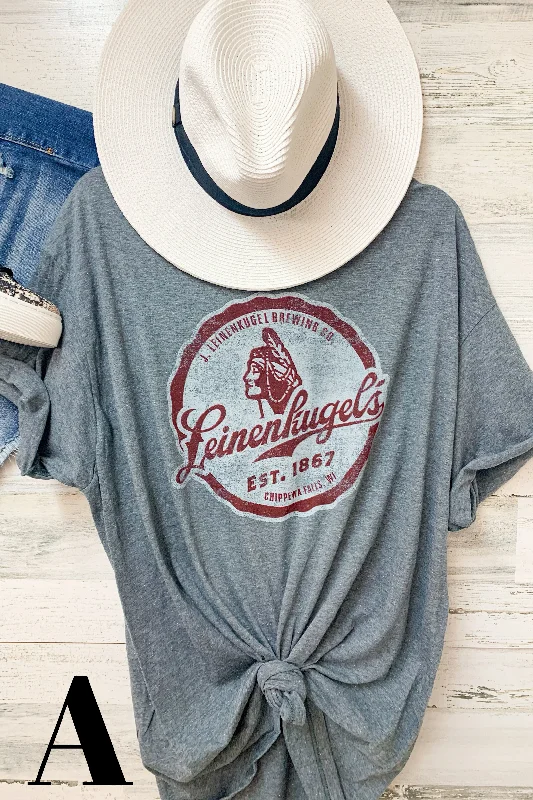 Last Chance Size 2XL | BEER TEES | Leinenkugel Beer Licensed Graphic Tee Spandex Blend Rayon Blend Denim Blend