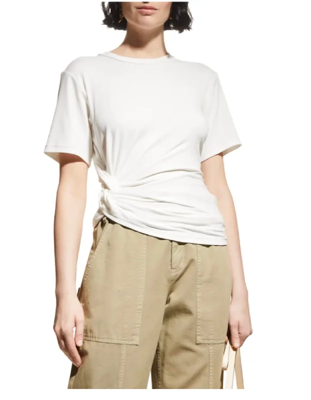 Bridget Tee In White Elasticated Padded Insulated