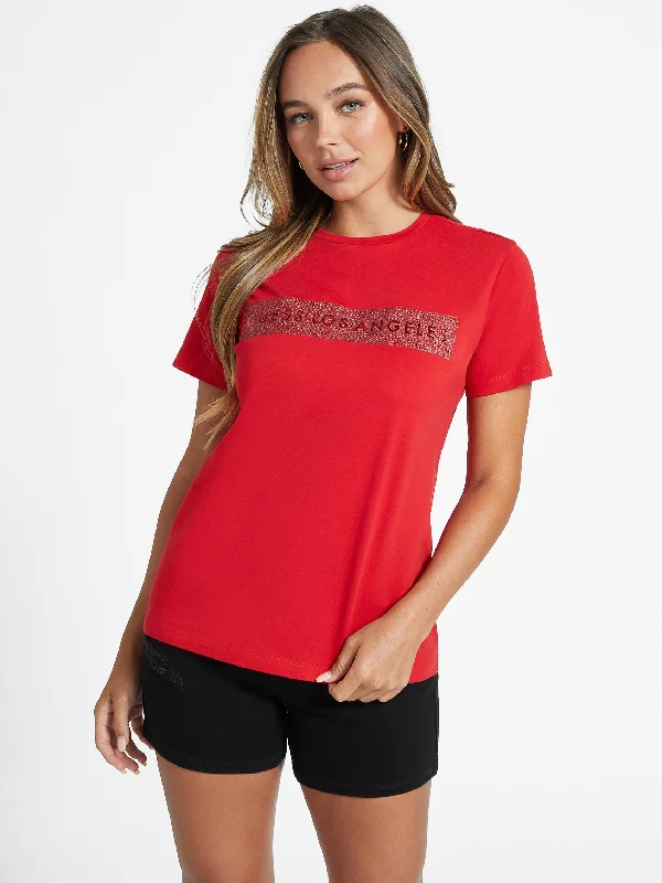 Eco Ellie Logo Tee Houndstooth Herringbone Solid