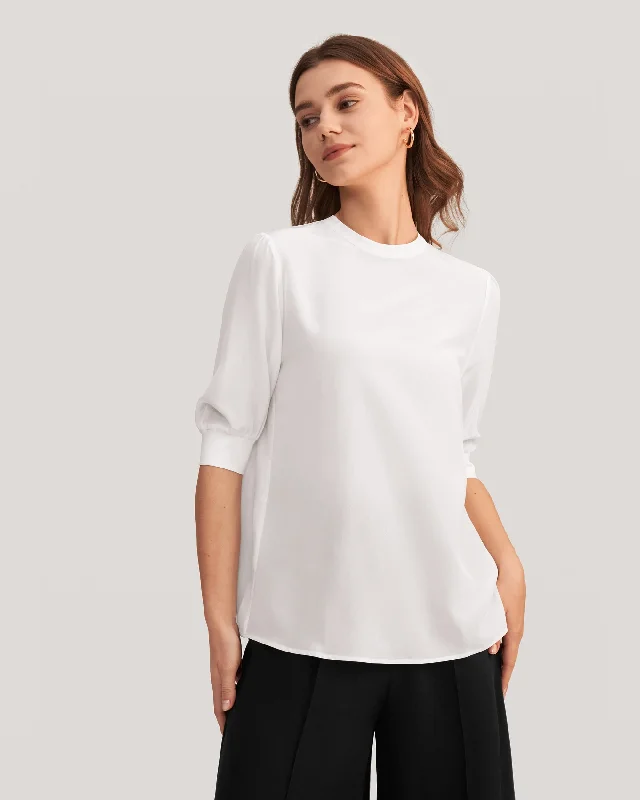 Elegant Casual Silk Tee With Rib Cuff for Women Oversized T-Shirt Spandex breathable