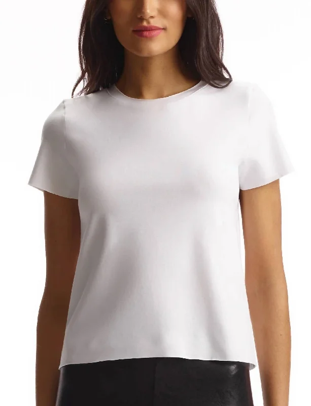 Essential Cotton Crewneck Tee In White Chenille Brocade Lace