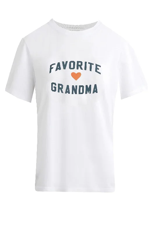 Favorite Daughter Favorite Grandma Tee, White Thin T-Shirt Open Front Quick Dry